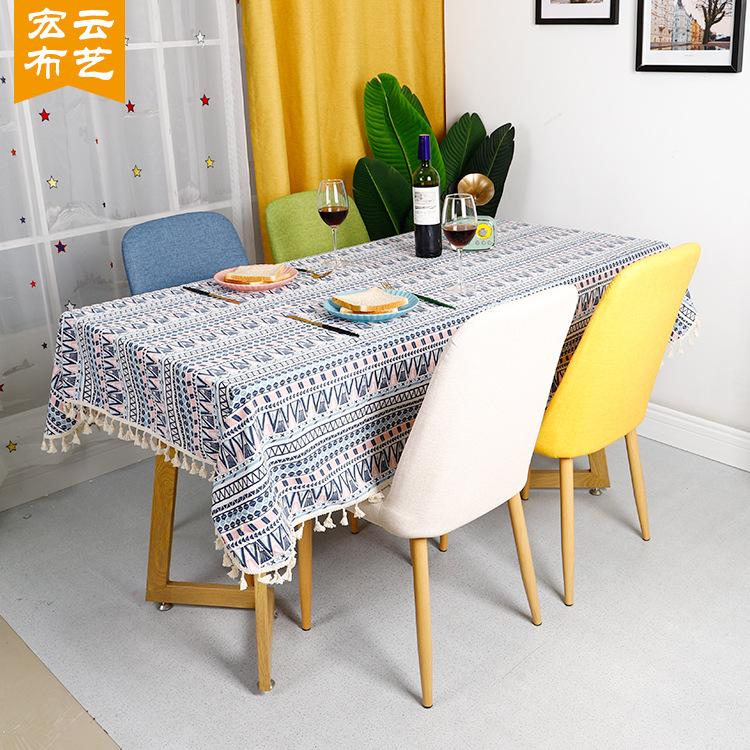 Vier-Jahreszeiten-Tischdecke im ethnischen Stil, Retro-Stil, böhmische bedruckte Baumwoll-Leinen-Esstischdecke, Couchtischdecke, rechteckige Tischdecke
