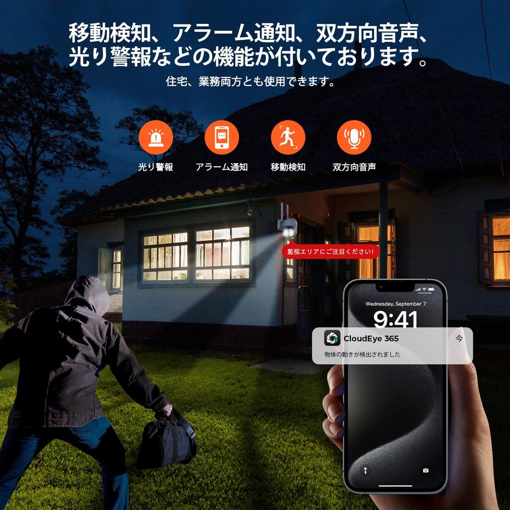 CAMCAMP Outdoor Security Camera with and PTZ Security Camera Set for Indoor and Outdoor Easy Recording with Light and Remote and Up to 4 Channels IP66