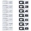 3D Zwart/Zilver ABS Embleem Voor Q2/Q3/Q4/Q5/Q6/Q7/Q8 - Cijfers & Letters Spatbord/Kofferbak/Achter Logo Sticker