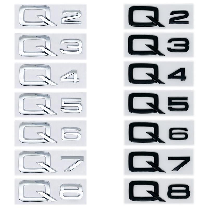 3D Black/Silver ABS Emblem for Audi Q2/Q3/Q4/Q5/Q6/Q7/Q8 - Numbers & Letters Fender/Trunk/Rear Logo Sticker