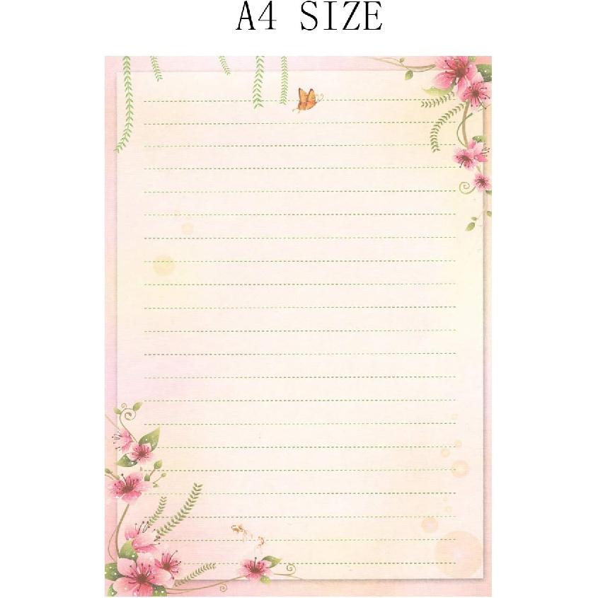 50 Writing Stationery Paper Set, Lined Stationery Paper for Writing letters, Floral Letter Writing Papers with lines for Invitations, Notes,