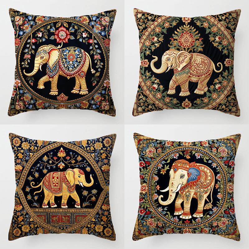 Bohemian Elephant Throw Pillow Cover Vintage Printed Decorative Cushion Cover Fashion Sofa Bed Car Home Decor Pillowcase