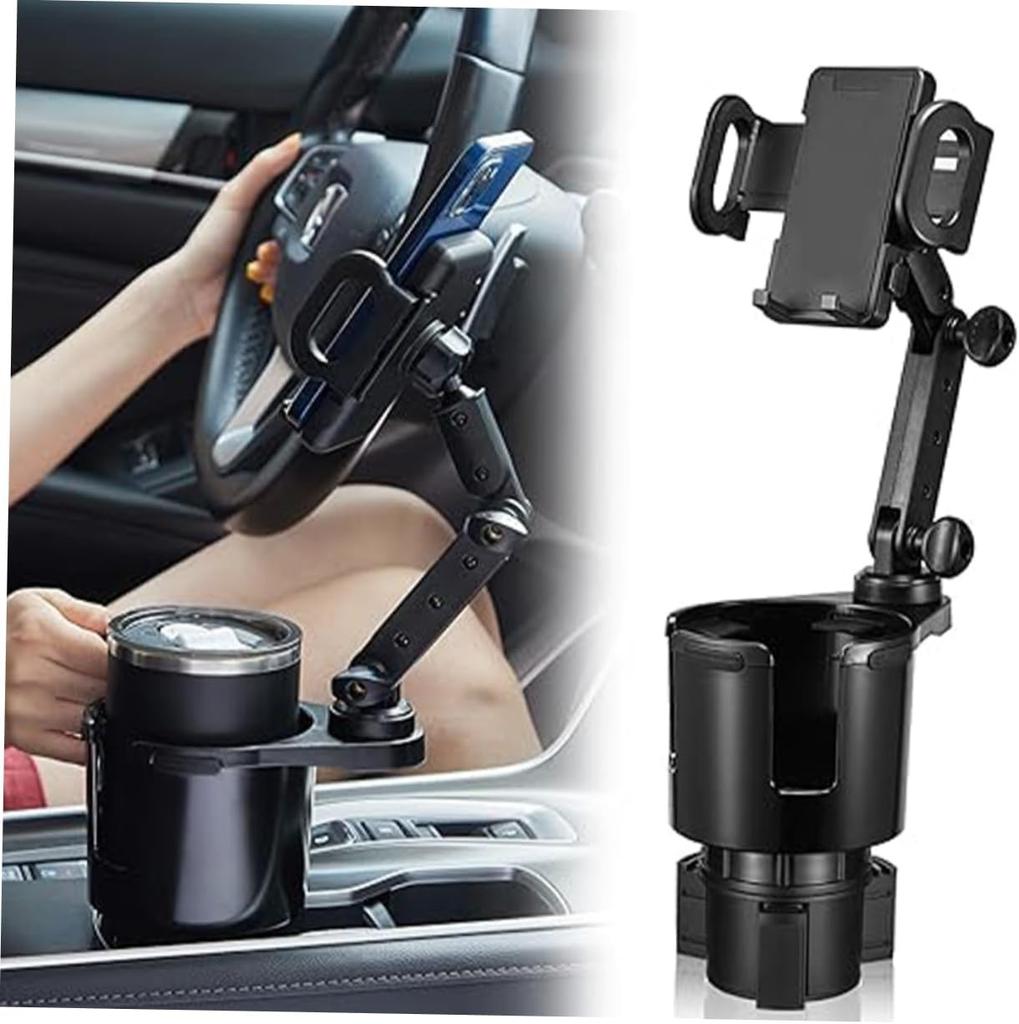 Cup Holder Phone Mount Car Accessory For Secure Navigation Drink Storage Sleek Design For Phones Cups Compatible With Vehicle Cup Holders
