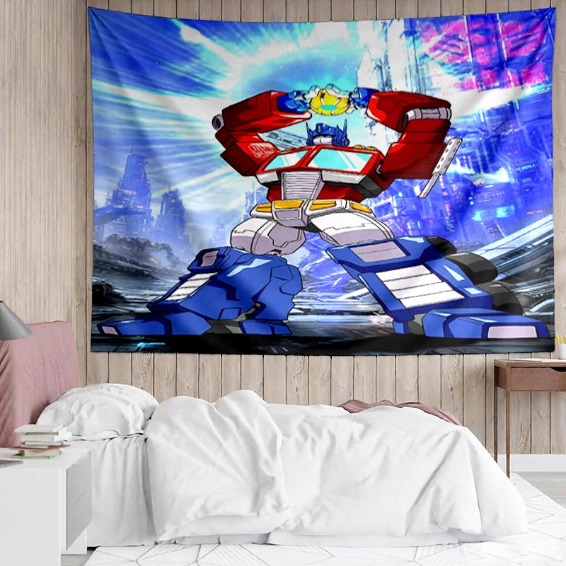 Transformers Print Tapestry, Backdrop, Easy Setup, Ideal for Bedroom, Office & Living Room, with Aesthetic Wall Hanging Decor.
