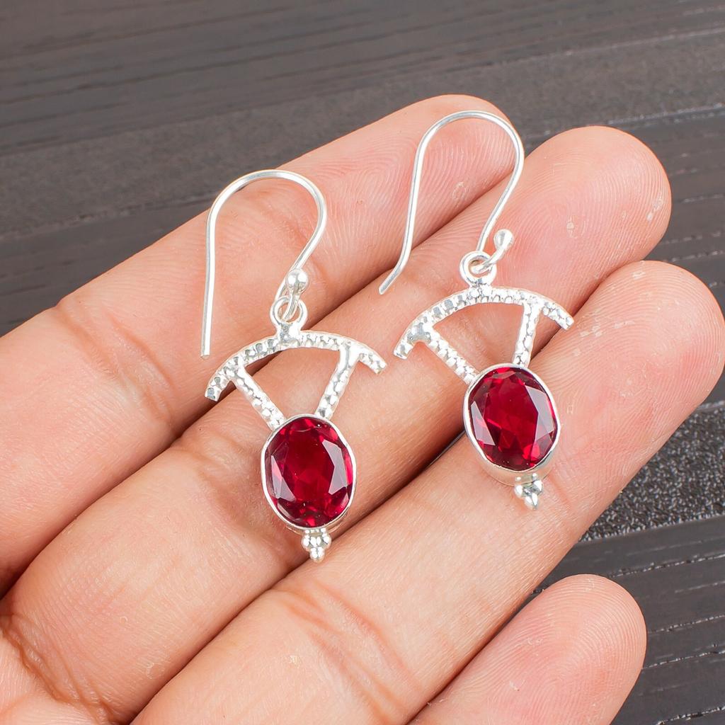 Pink Rubellite Gemstone 925 Sterling Silver Jewelry Drop/Dangle Earrings 1.50" EE-51-10