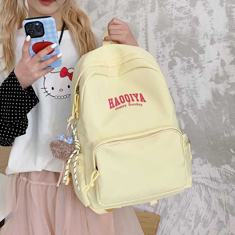 Haoqiya Letter Durable Backpack Ergonomic Straps Middle High School Students