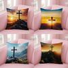 Modern Christian Cross On The Top Of The Mountain Case Plush Fabric Soft Pillowcase Double Sided Print Cushion Cover Household