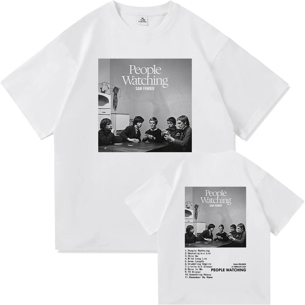 

Футболка Sam Fender People Watching 2025 Tour Чоловічий_жіночий одяг Ретро Хараджуку Висока якість Короткий рукав Великий розмір Вільний м який 4XL