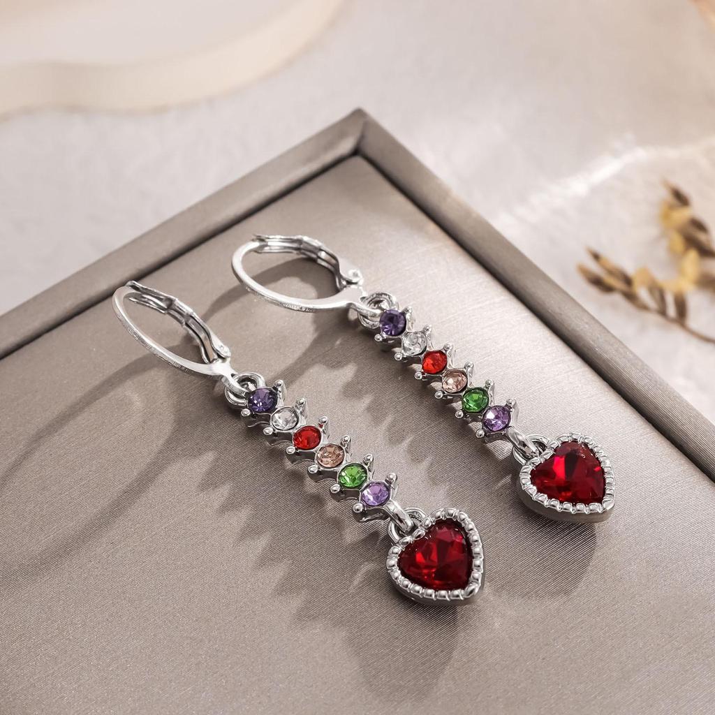 Goldene gemischte Diamant-Herz-Raupen-Legierung Ohrstecker - Top Europäischer & Amerikanischer Stil Schmuck