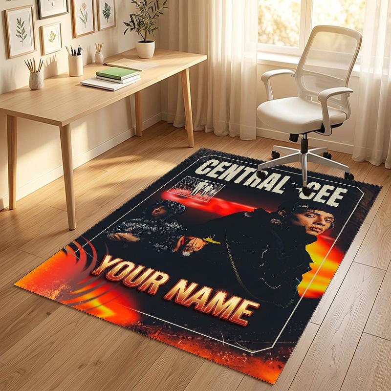 Personalized Crystal Velvet Carpet,Central Cee Custom Printed Name, Plush Area Rug For Home Indoor Decor