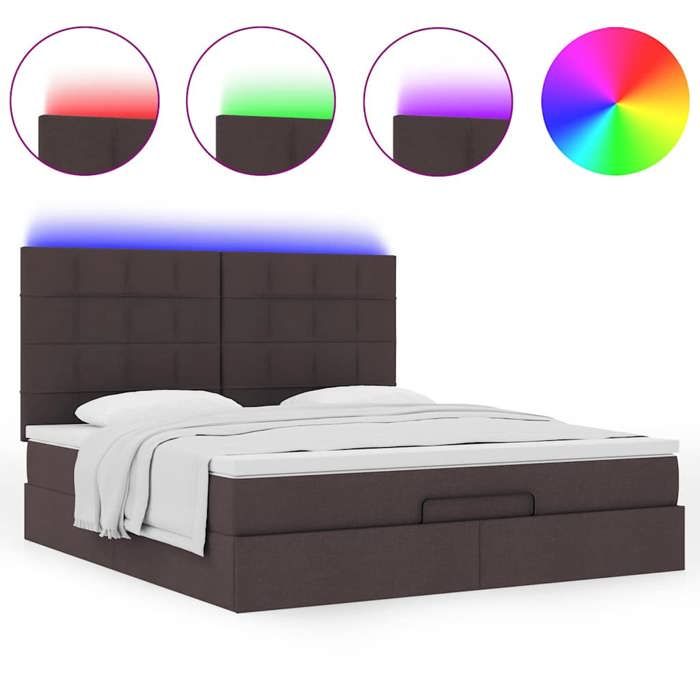 VidaXL Ottoman Bed Frame with Dark Brown Mattress 180x200 Cm Fabric, Bed Frame, Upholstered Bed Frame 3314027
