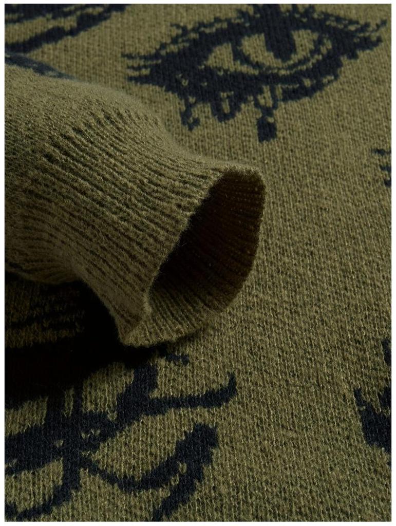 Men's Trendy Dark Style Eye Pattern Knit Sweater - European/American Streetwear, Autumn/Winter Collection