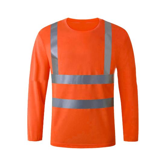 T-shirt de sécurité réfléchissant Zones réfléchissantes à 360 degrés Haute visibilité Séchage rapide Manches longues Haut d'extérieur pour ouvrier de construction pour la nuit