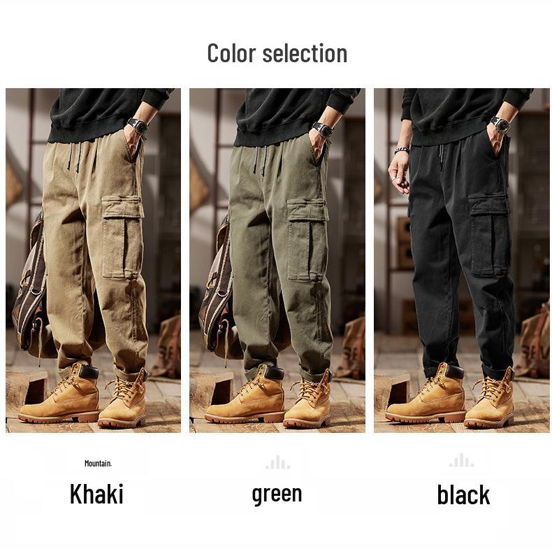 Men's Retro Work Pants: 2025 Heavyweight Fleece-Lined Casual Trousers for Autumn/Winter