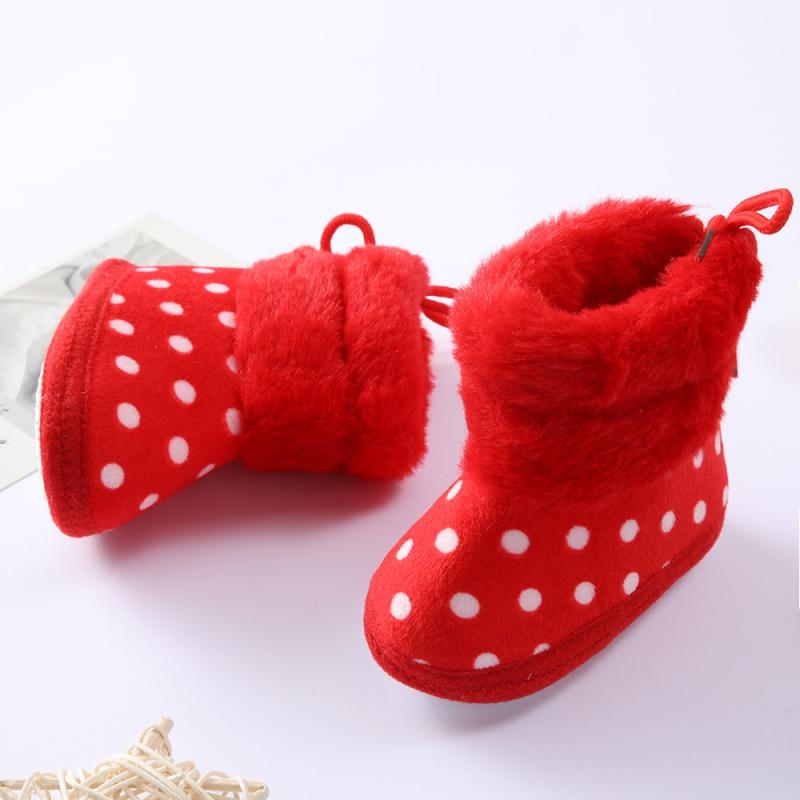 Infant Baby Girl Boy Soft Sole Cotton Shoes  Polka Dot Plus Velvet Snow Boots Toddler First Walking Shoes