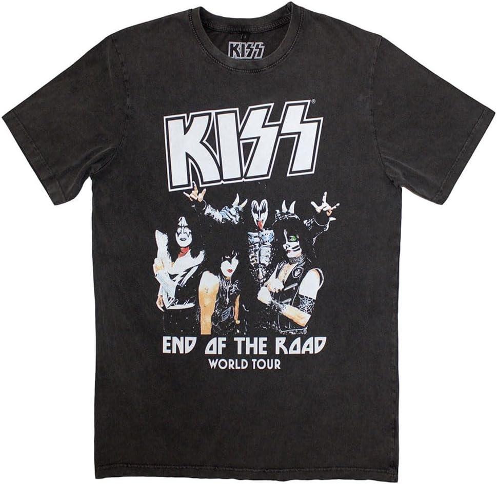 Футболка Kiss End of The Road World Tour Серая с эффектом выцветания S