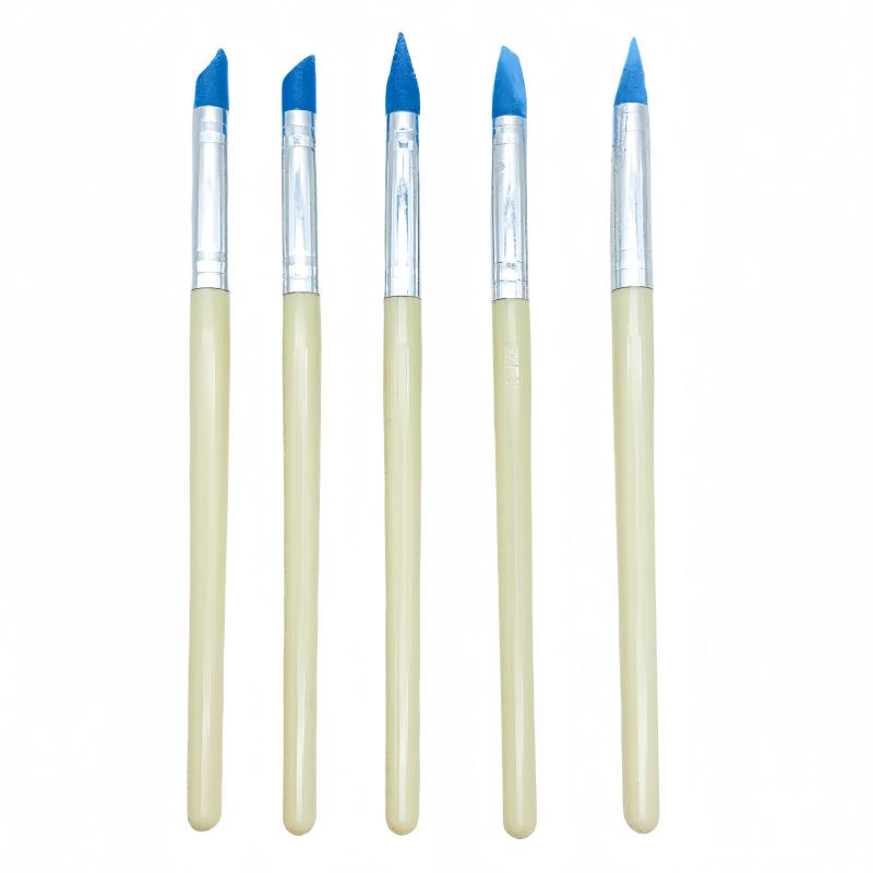 5-Piece Silicone Clay Sculpting & Embossing Pen Set for Beginners 5-Piece Plastic Silicone Pen Set
