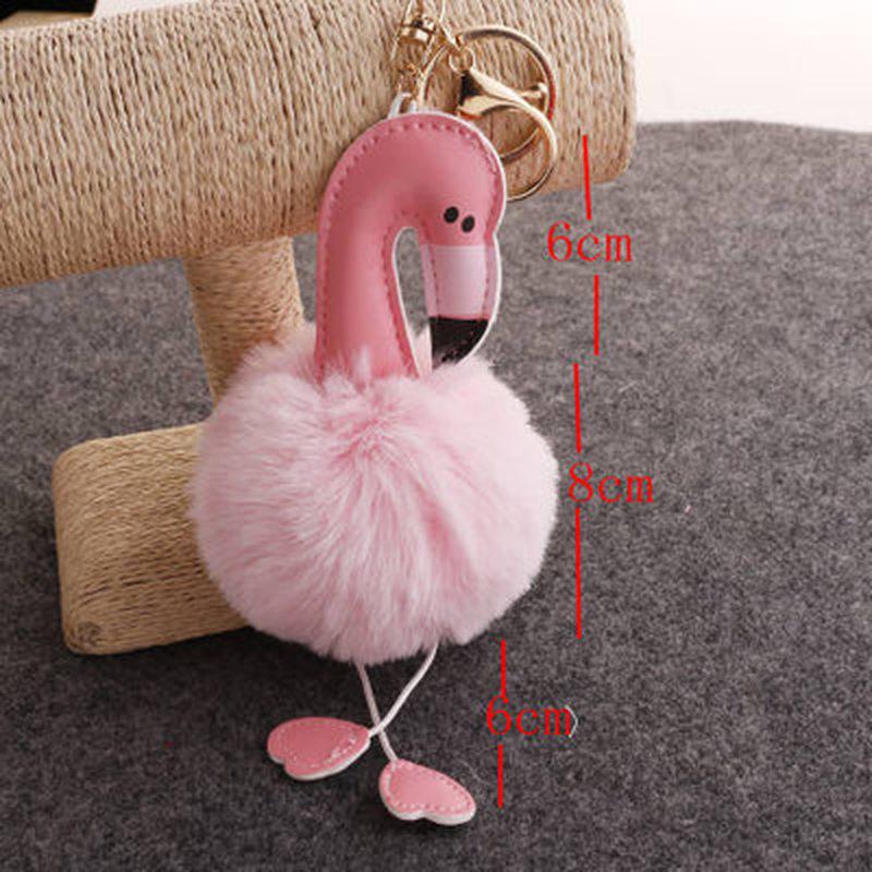 Flamingo Schlüsselanhänger süße Cartoon Nachahmung Rex Kaninchen Fell Ball Anhänger Tasche Zubehör