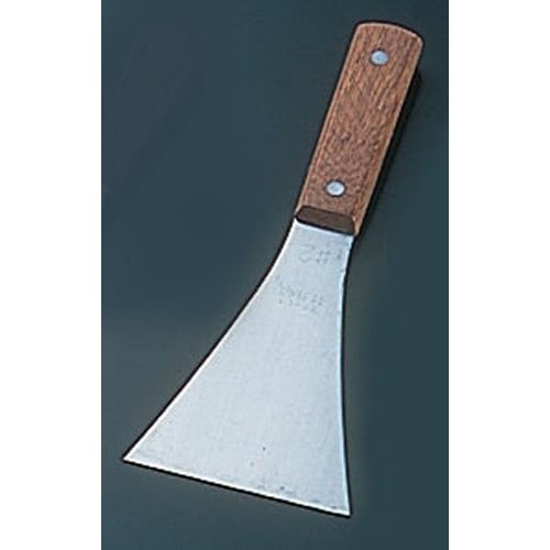 Intec Kaneki Large Triangular Wooden Spatula, Stainless Steel Blade, Brown Natural Wood Handle, Made In Japan, WSV05001
