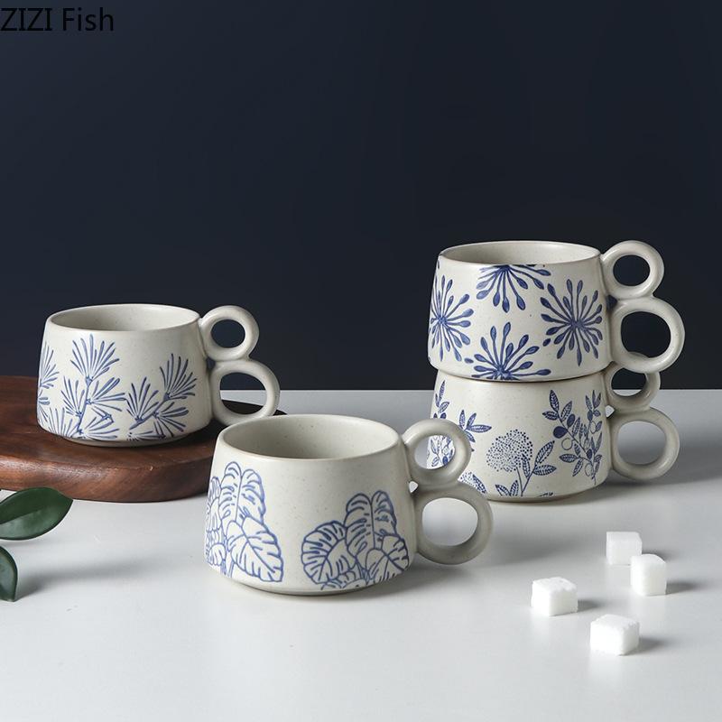 Japanese Ceramic Coffee Cup Creative Office Mug Afternoon Tea Latte Milk Cup Home Breakfast Water Cup Drink Set Friend Gift