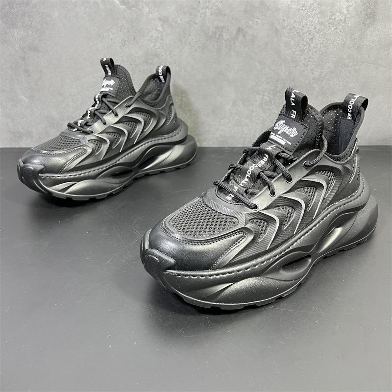 Chunky Sneakers Mens Womens Designer Hollow Sole Running Shoes Fashion Casual Leather Mesh Upper Height Increased Platform Shoes