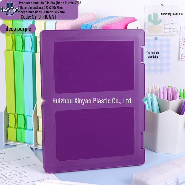 Large Capacity A4 File Box with Pen Slot & Clipboard for A5 Paper Storage