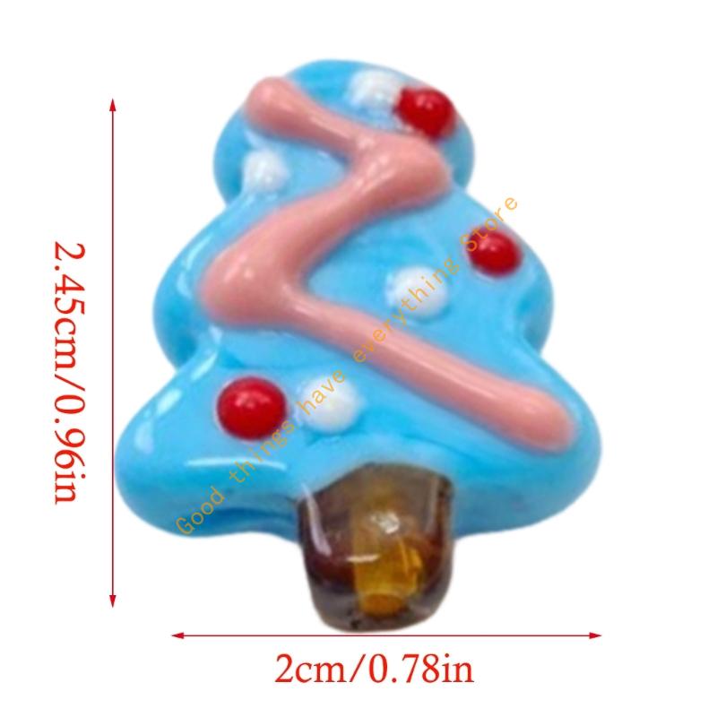 10Pcs Festival Tree Beads Hand Painted Glass Beads For Christmas Tree Decoration Bracelets Jewelry Accessories 55KF