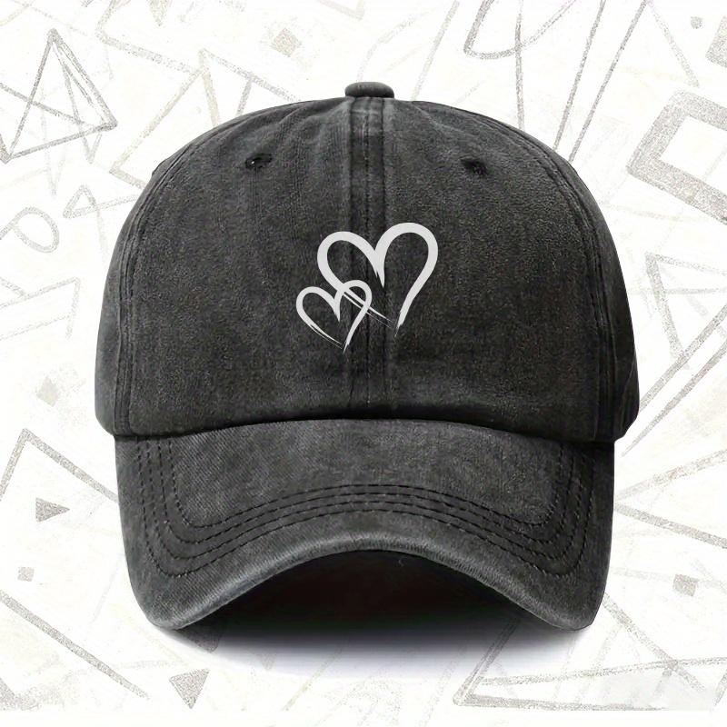 A Vintage Washed Hat Featuring a Heart Design Suitable for Both Men And Women This Solid Baseball Cap Is Perfect for All Seaso