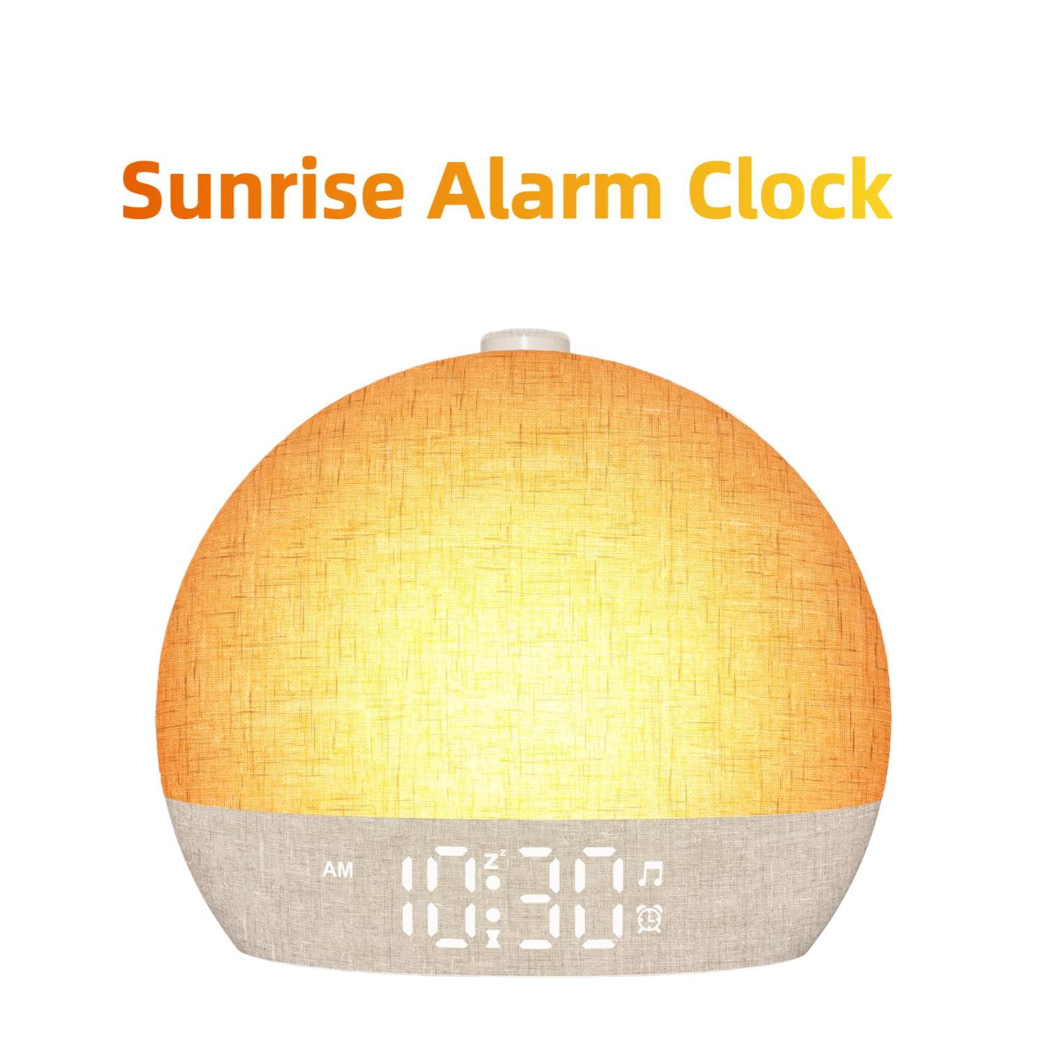 

Sunrise Alarm Clock Wake Up Light White Noise Sound Machine with 30 Soothing Sounds Dimmable 12 RGB Ambient Light for Home Decor