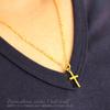 24K Gold Plated Necklace, Cross Design, Sterling Silver 925, Gold Motif Chain Choker, Men's