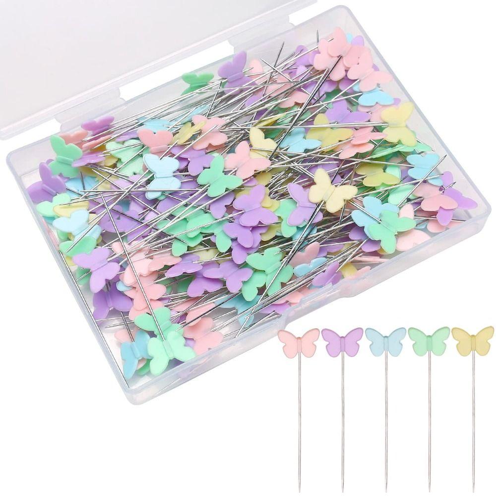 100/200/300Pcs DIY Dressmaking Pins Butterflies Sewing Needle Patchwork Pins  Wig Hairstyle Making