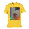 2026 Summer T Shirt Gustavo The Dog'S Funny Phone Call Graphic T-Shirt Black Casual Short Sleeve Round Neck Tee with Gustavo Is Calling
