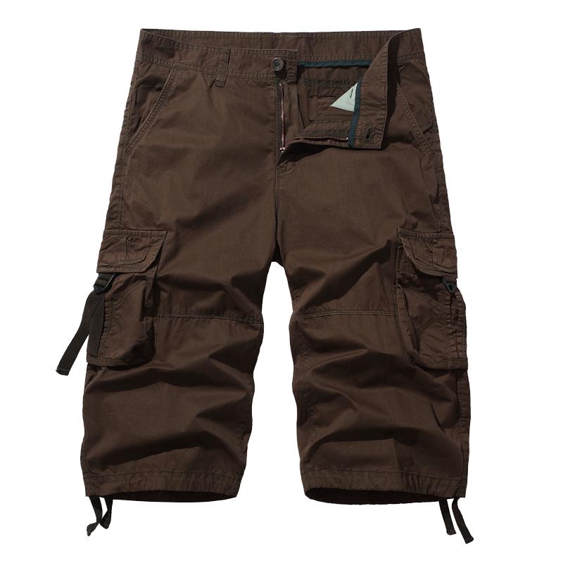 Men's Cotton Below Knee Length  3/4 Long Shorts Men's Tactical Capri Pants Multi Pocket Summer Twill Work Cargo Pants Man