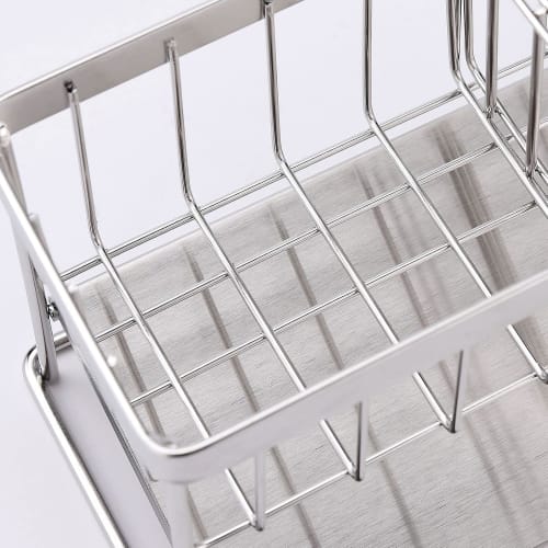 TATIU Sponge Holder, Kitchen Sponge Holder, Water Flowing, Rustproof, Stainless Steel, Scrubber Holder, Kitchen, Bathroom, Storage, Movable Divider, D