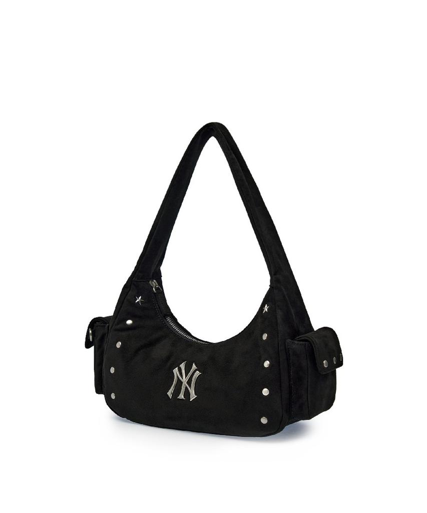 Mlb Vintage Street Nieten Hobo Tasche Ny (Schwarz)