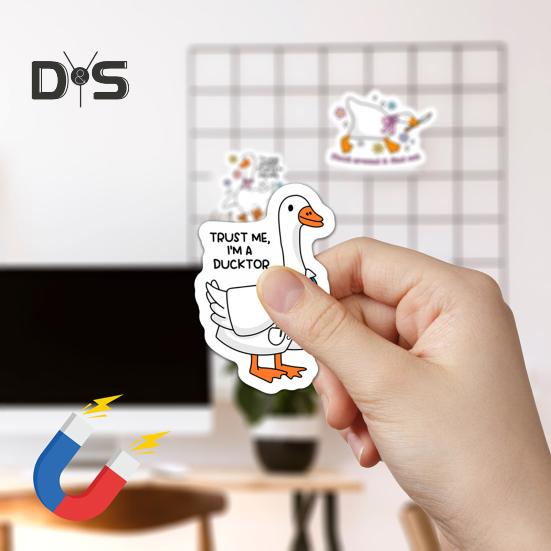 12Pcs Silly Goose Refrigerator Magnet Home Office Kitchen Locker Refrigerator PVC Waterproof Cartoon Animal Magnetic Decoration Ornament