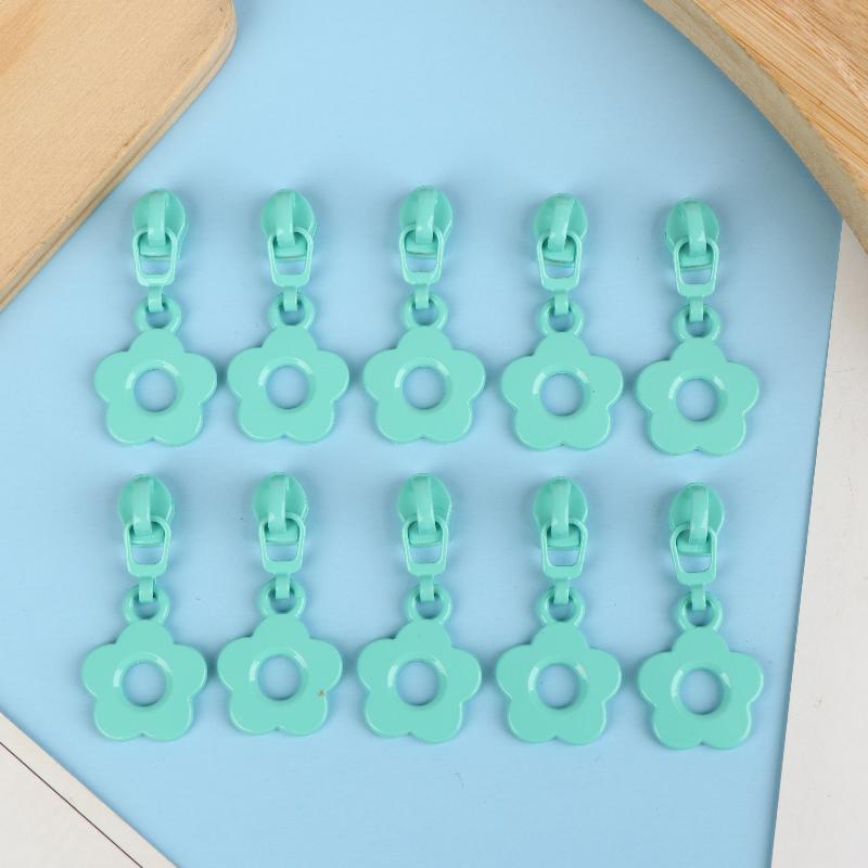 10Pcs Cute Little Flower Zipper Head For #3 Nylon Zippers Suitable For Home Sewing Diy Handmade Zipper Replacement