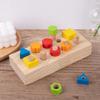 Wooden Screw Matching Puzzle Board - Fun Geometric Color Recognition Cognitive Toy With Mixed Color Blocks - Natural Wood Design