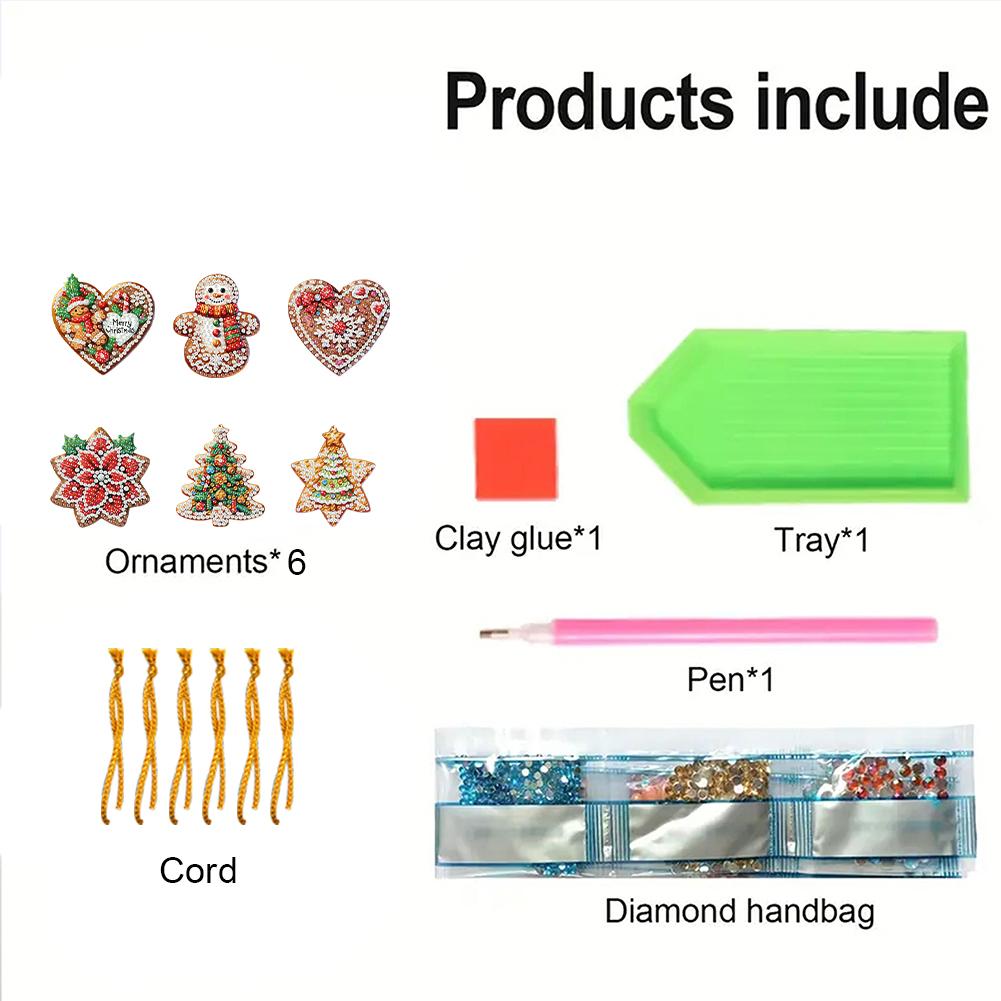 6pcs Xmas Theme 2D/Flat DIY Diamond Painting Set Hanging Diamond Art Kits Diamond Art Pendant Window Hanging Art for Home Decor
