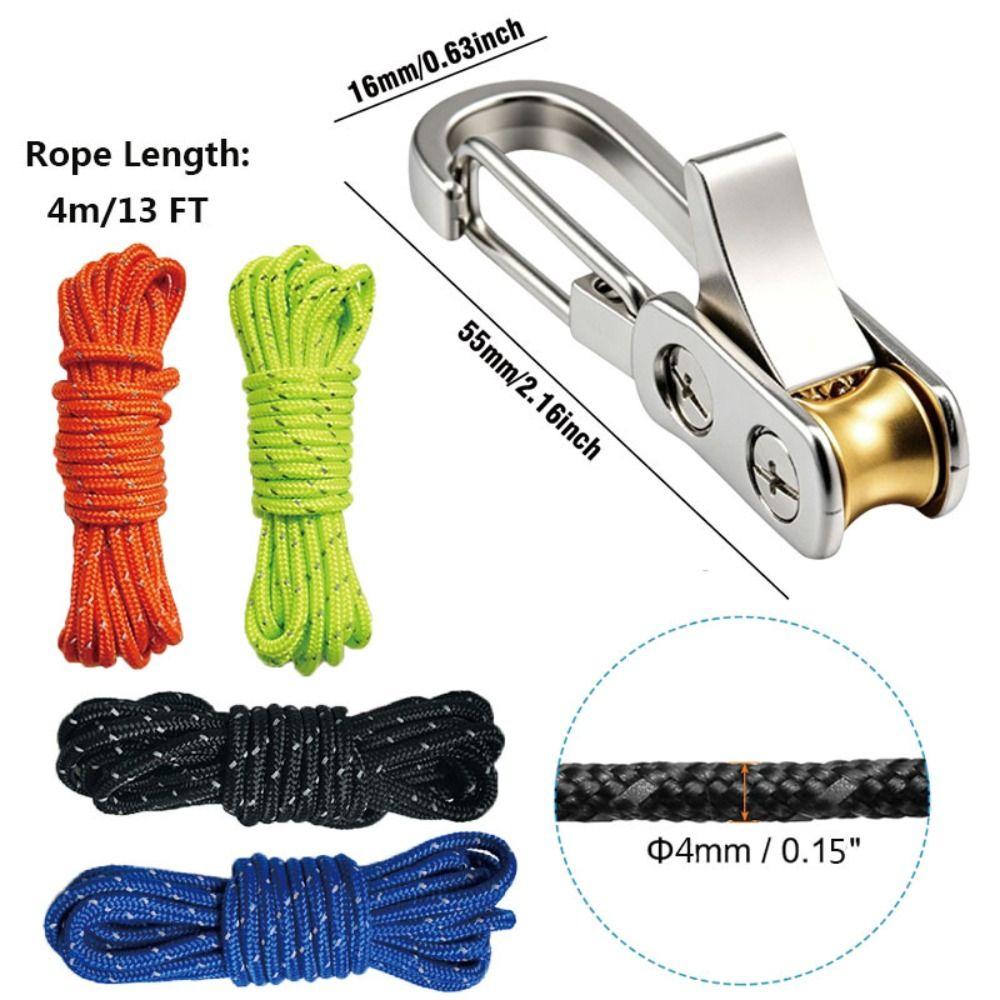 2Pcs/Set Heavy-duty Rope with Roller Tensioner Labor-saving Retractable Tie Down Rope Tent Setup