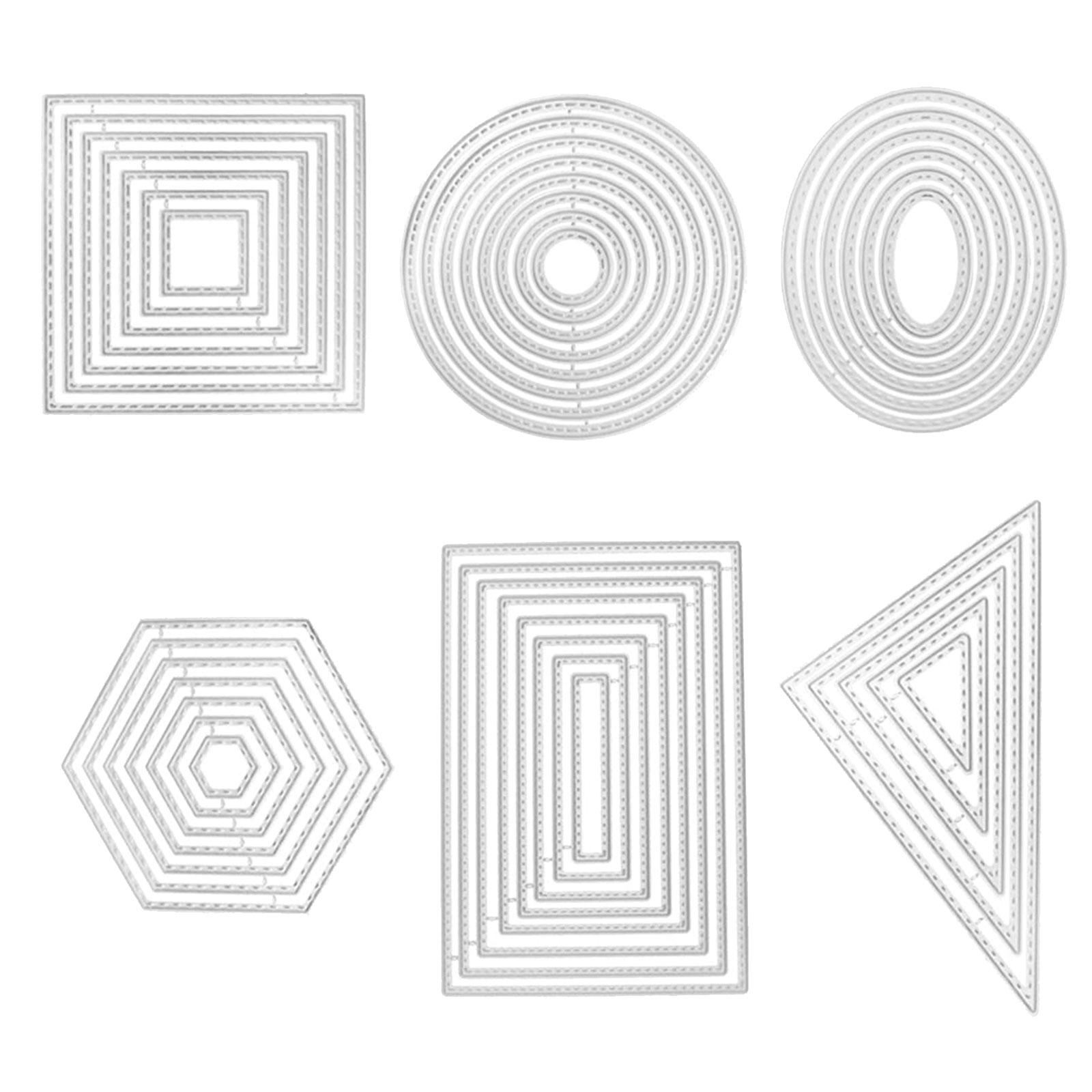 

6 шт. Штампы из углеродистой стали для вырезания круглые, прямоугольные, треугольные, квадратные, шестиугольные, овальные для скрапбукинга, изготовления открыток