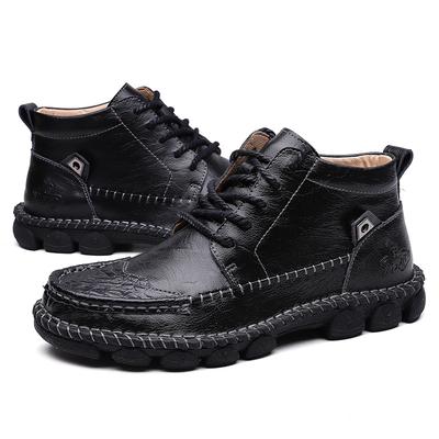 Autumn Winter Cow Split Leather Men Boots Comfortable Motorcycle Boots