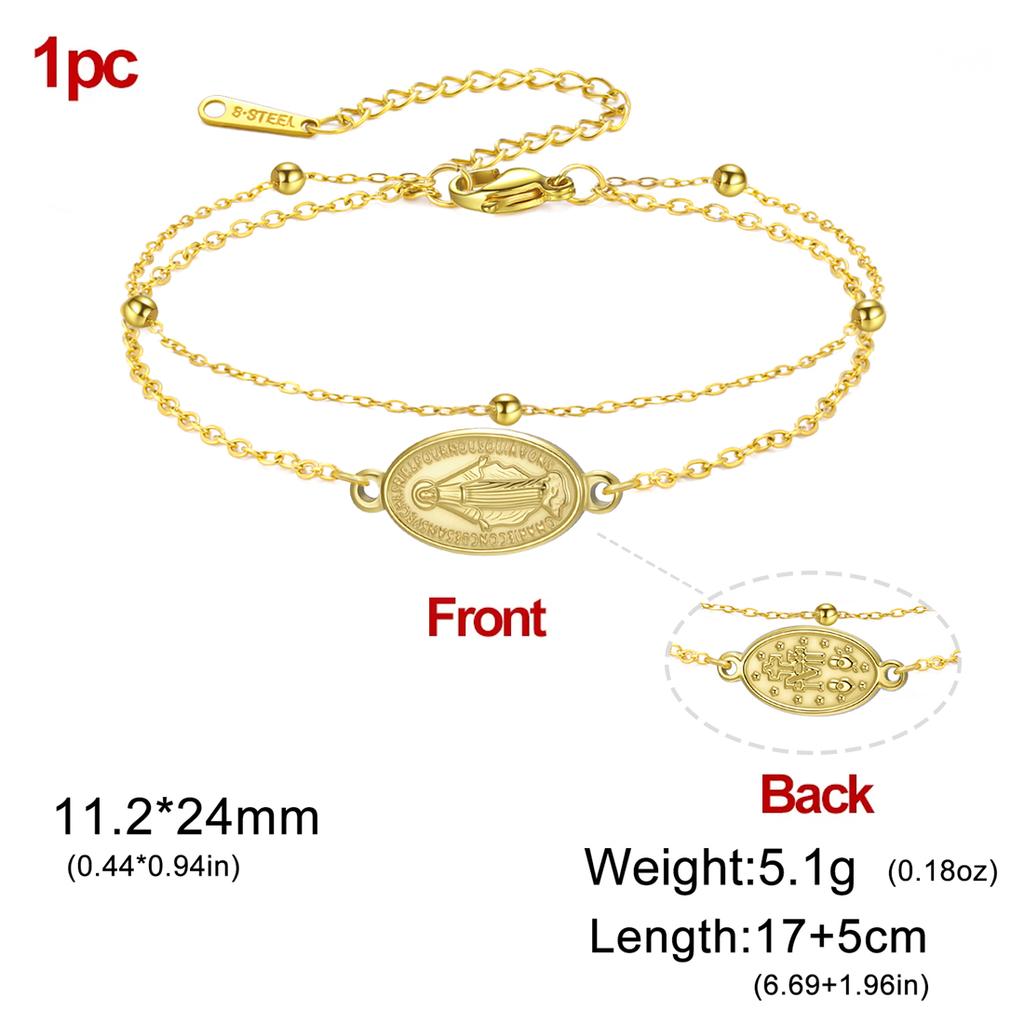 Virgin Mary Bracelets Stainless Steel Mysterious Talisman Bracelet for Women Men Double-sided Amulet Jewelry Gifts