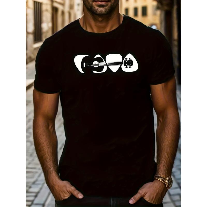 European sizes Men'S Casual Sporty Short Sleeve T-Shirt with 2D Print, Elastic Fit for Gym, Travel & Everyday Wear