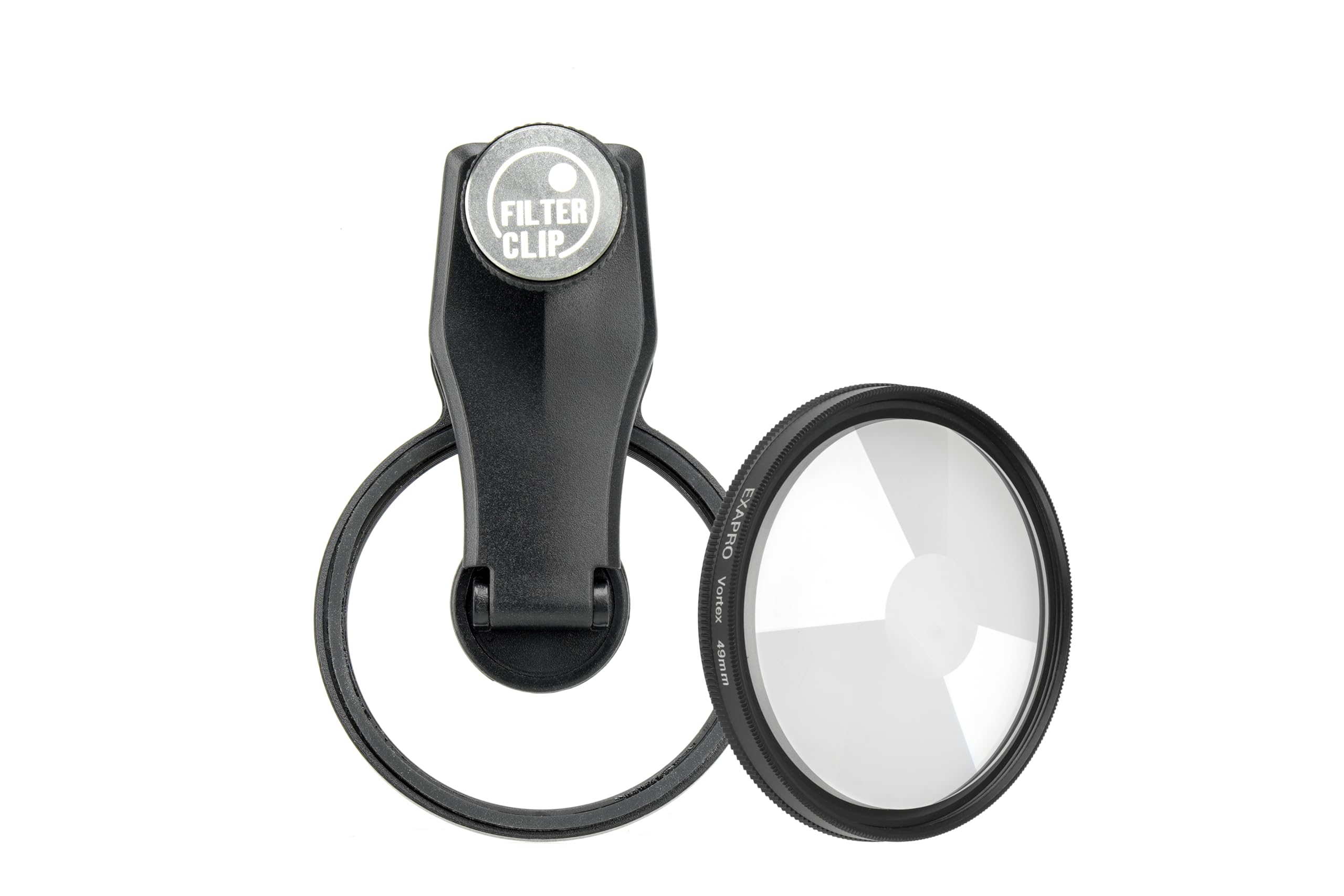 

EXAPRO Smartphone Accessory Filter Clip + Vortex Filter Set, 49mm, Swirl Effect Prism Lens with Rotating Frame, Black (EXP-FCPZVT-02)