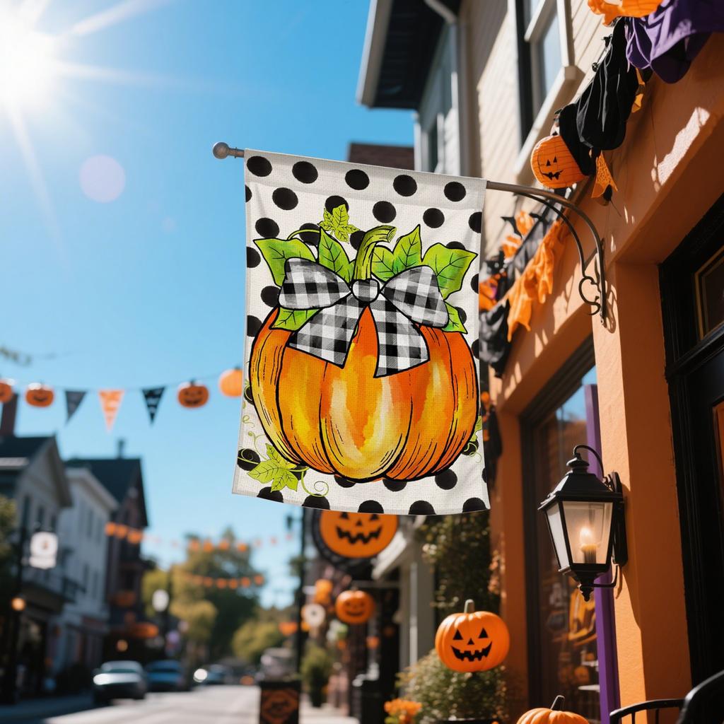 Fall Pumpkin Garden Flag 24*35.5 Inch, Double Sided Autumns Thanksgiving Holiday Burlaps Yard Flag For Outdoor Decoration