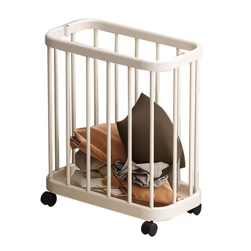 Large Capacity Laundry Basket Movable Breathable Dirty Clothes Storage Basket With Wheels Multifunctional Plastic Trolley