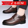 Men's Leather Cross-Strap Height-Increasing Shoes, 8CM Elevation, Stylish Formal/Casual, Large Size, Wedding-Ready
