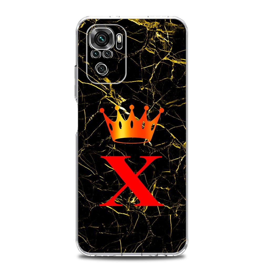 Phone Case For Xiaomi Redmi Note 15 14 13 12 4G 10 11 Pro Plus 5G 14C 13C 12C 10C TPU Cover Luxury Marble Letter A B Crown