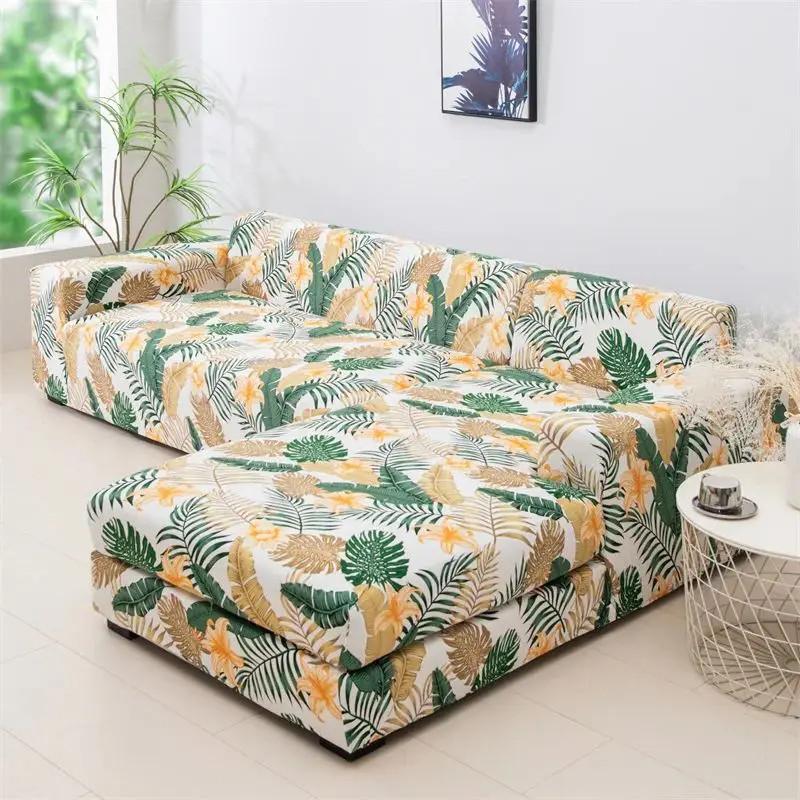 L Shaped Chaise Longue Slipcovers Chair Protector 1/2/3/4 Seat Geometric Sofa Covers for Living Room Elastic Corner Couch Cover